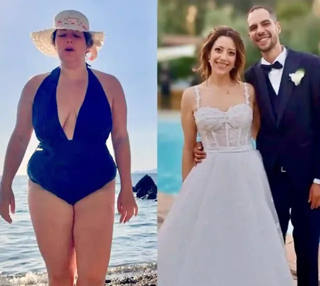 Giulia M. in her wedding dress after almost 3 years of Traininpink