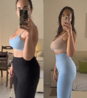 Chiara before and after with Traininpink Lymphatic Drainage Pilates, after 1 month