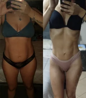 Miriam before and after with Traininpink Lymphatic Drainage Pilates