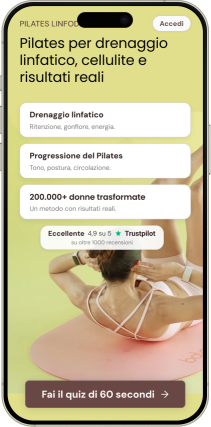 Pagina mobile di Pilates Diastasi e Post Parto con Carlotta Gagna distesa su un tappetino che porta le mani dietro il collo per attivare il sistema linfatico