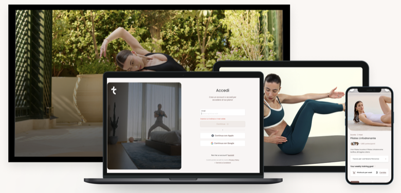 App Traininpink su TV, MacBook, iPad e iPhone