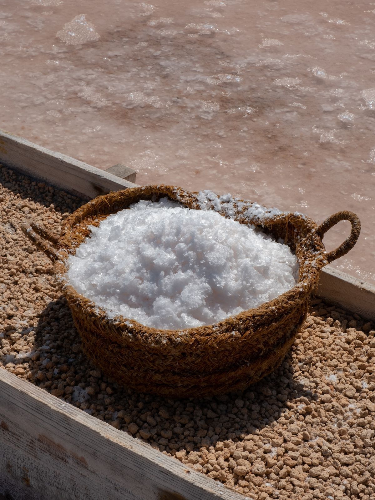Bowl filled with pure fine sea salt