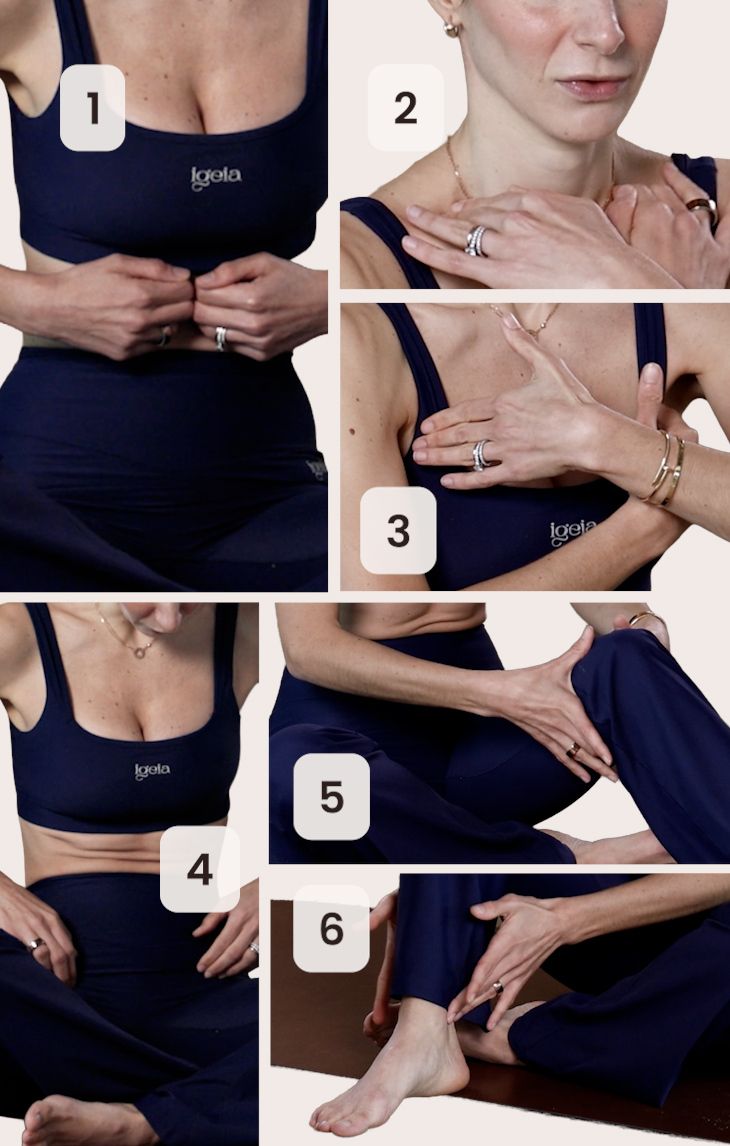 Carlotta Gagna demonstrates the 6 lymphatic opening points for drainage