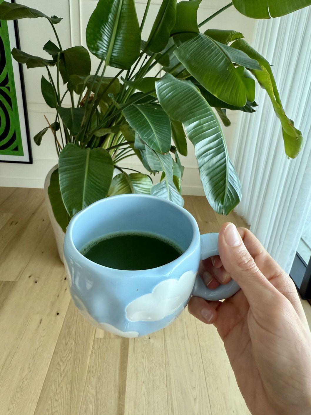 Tazza di tè verde matcha senza zucchero — bevanda consentita durante la finestra di digiuno intermittente che non interrompe il digiuno
