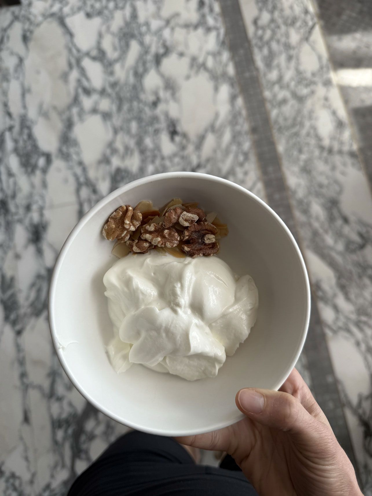 Ciotola con yogurt bianco naturale e noci