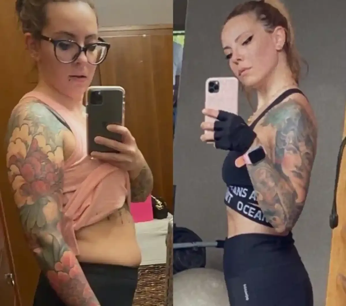 Before and after with Traininpink