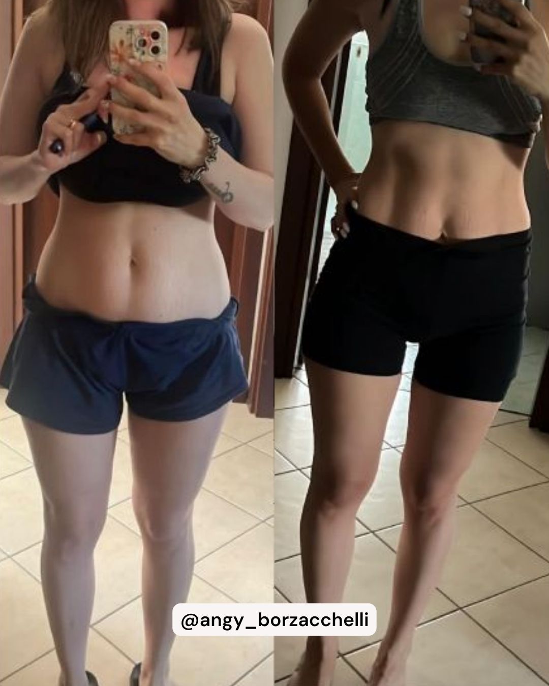 Trasformazione di Angela: 7kg persi in 10 mesi post gravidanza grazie al Pilates Linfodrenante
